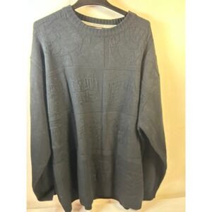 Southpole Y2K Knit Sweater Mens XL Black Embossed Logo Streetwear Crewneck